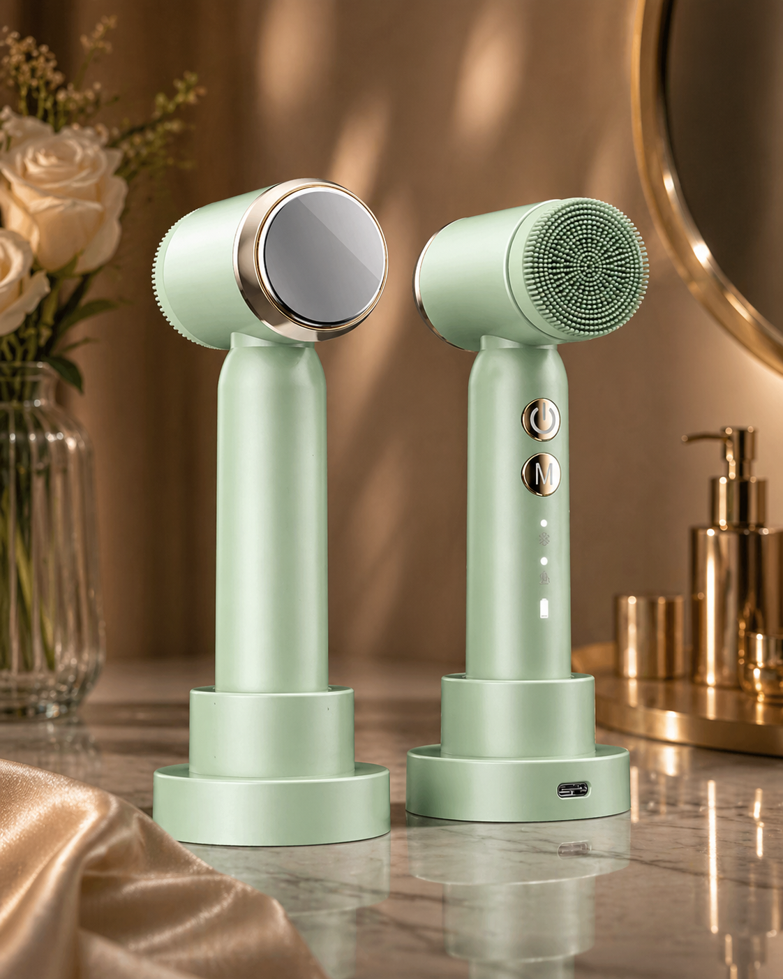 6 In 1 Ultrasonic Electric Face Cleansing Brush Compress