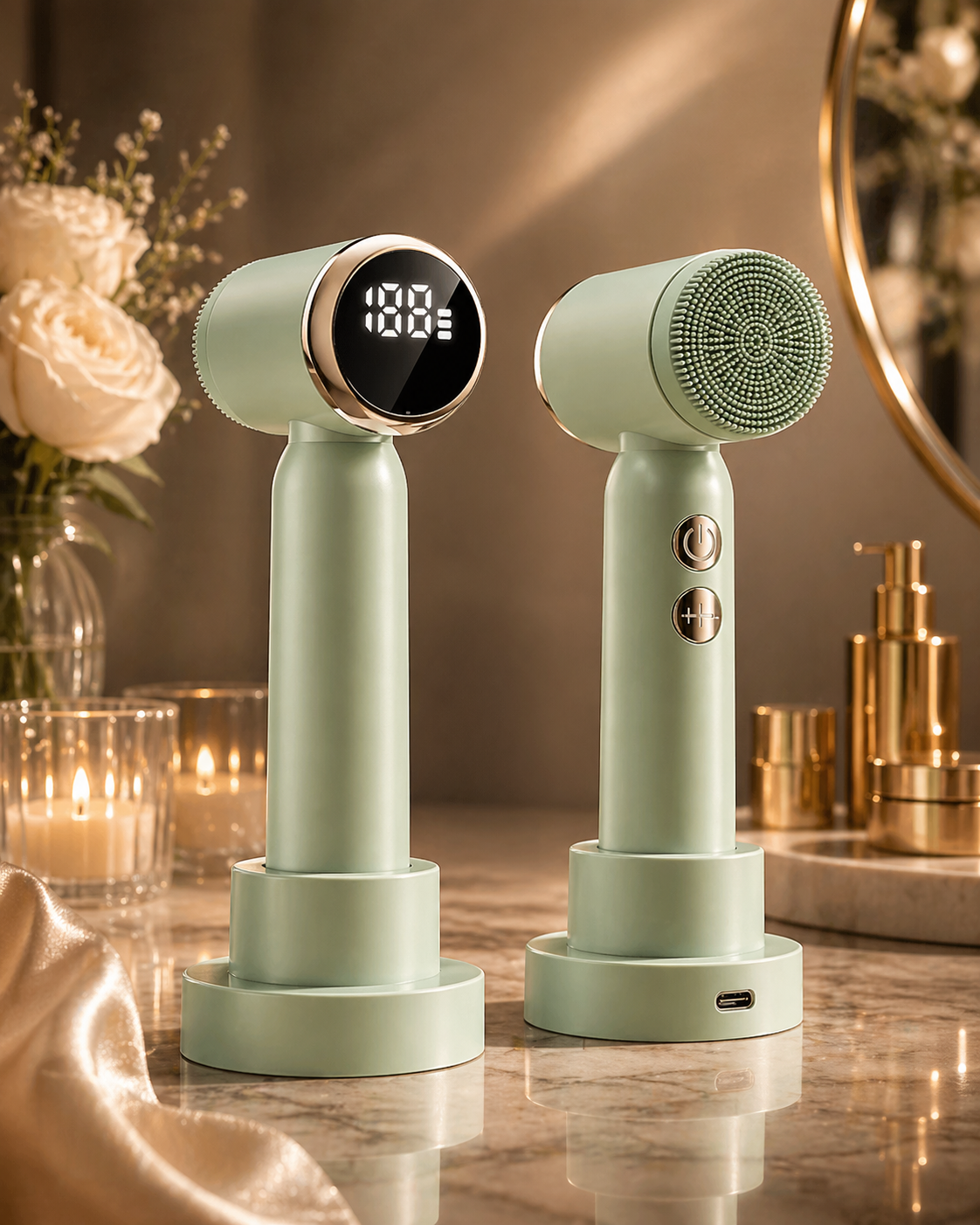 6 In 1 Ultrasonic Electric Face Cleansing Brush Compress