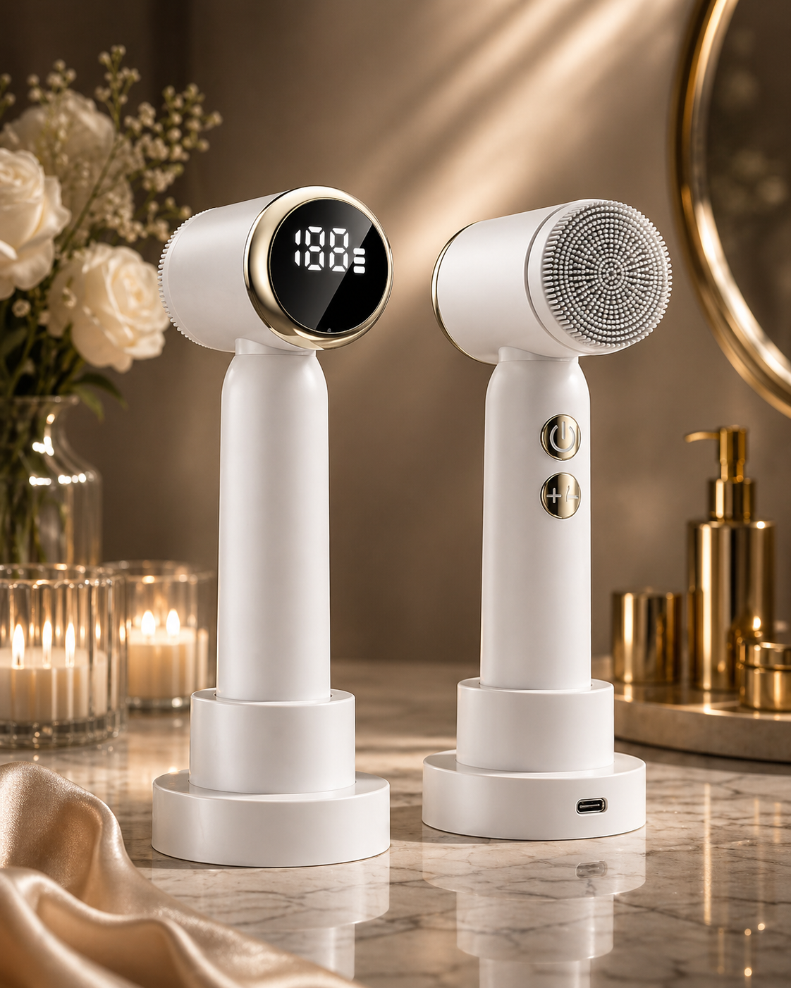 6 In 1 Ultrasonic Electric Face Cleansing Brush Compress